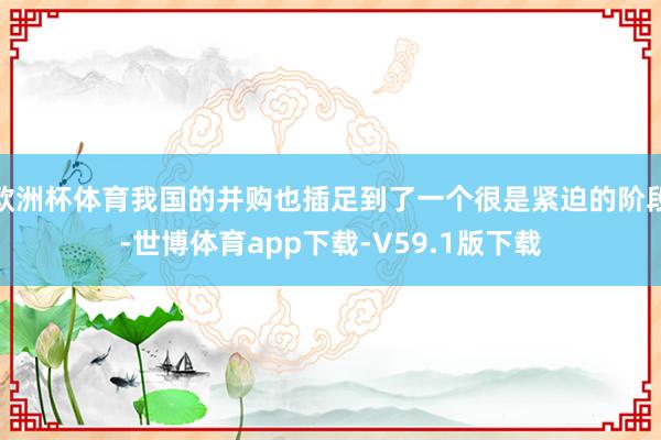 欧洲杯体育我国的并购也插足到了一个很是紧迫的阶段-世博体育app下载-V59.1版下载