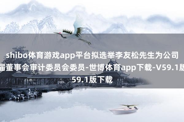 shibo体育游戏app平台拟选举李友松先生为公司第八届董事会审计委员会委员-世博体育app下载-V59.1版下载