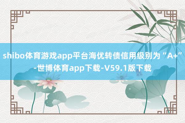 shibo体育游戏app平台海优转债信用级别为“A+”-世博体育app下载-V59.1版下载