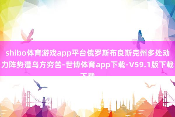 shibo体育游戏app平台俄罗斯布良斯克州多处动力阵势遭乌方穷苦-世博体育app下载-V59.1版下载