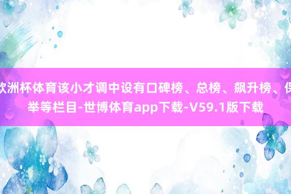 欧洲杯体育该小才调中设有口碑榜、总榜、飙升榜、保举等栏目-世博体育app下载-V59.1版下载