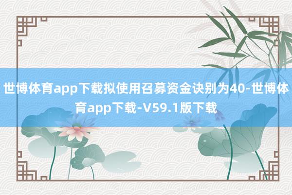 世博体育app下载拟使用召募资金诀别为40-世博体育app下载-V59.1版下载