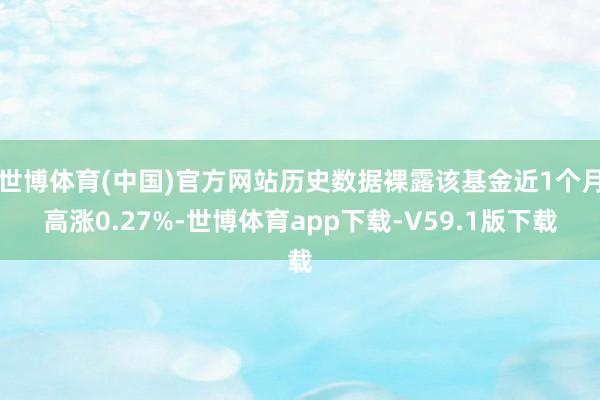 世博体育(中国)官方网站历史数据裸露该基金近1个月高涨0.27%-世博体育app下载-V59.1版下载