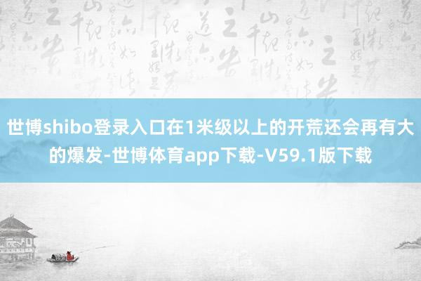 世博shibo登录入口在1米级以上的开荒还会再有大的爆发-世博体育app下载-V59.1版下载